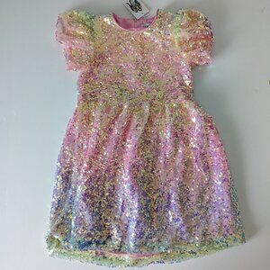 Lola & the Boys Kids' Puff Sleeve Ombré Sequin Dress Girls size 12 NWT